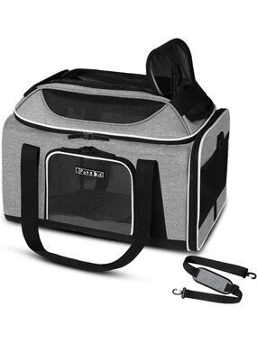 Petskd Top‑Expandable Pet Carrier – Grey – 17×11×9.5 – Airline Approved